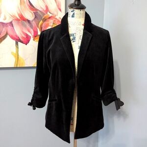Black corduroy 3/4 sleeve blazer